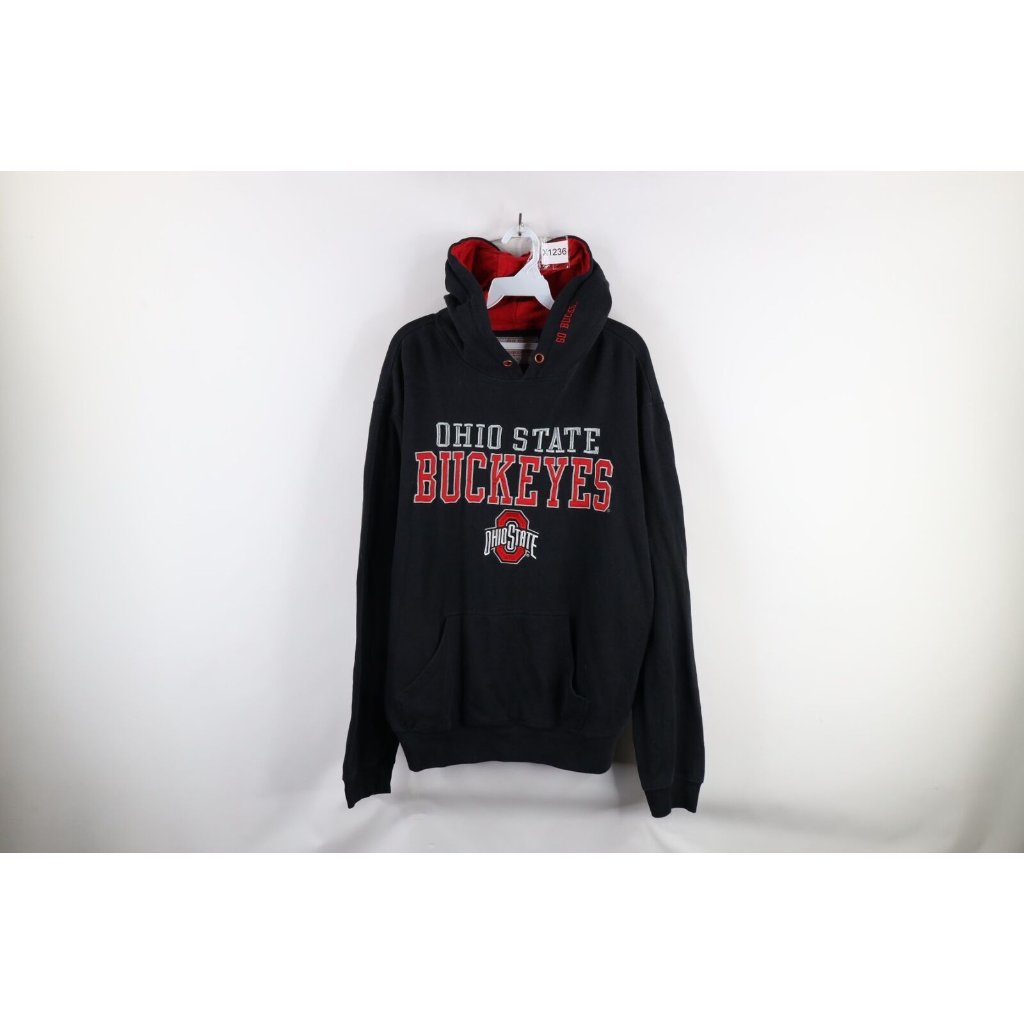 Vintage Mens Xl Faded Spell Out Ohio State University Hoodie Sweatshirt Black